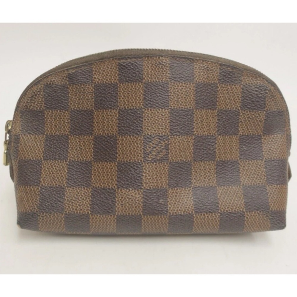 LOUIS VUITTON Pochette Bag Cosmetic Makeup Pouch Bag PM Damier Ebene